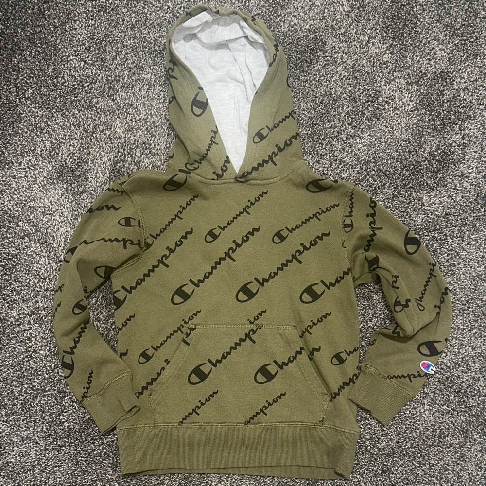 Champion Olive Green Hoodie for Boys, Size Small (8)